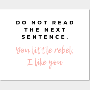 Do not read the next line, you little rebel, I like you. Posters and Art